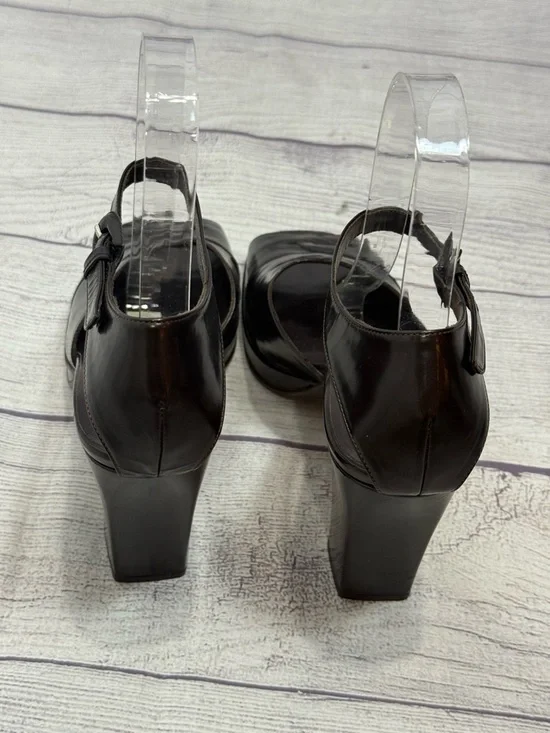 Joan & David Couture Black Leather Heels Ankle Strap Platform Sandals Size 7.5 - Picture 9 of 13